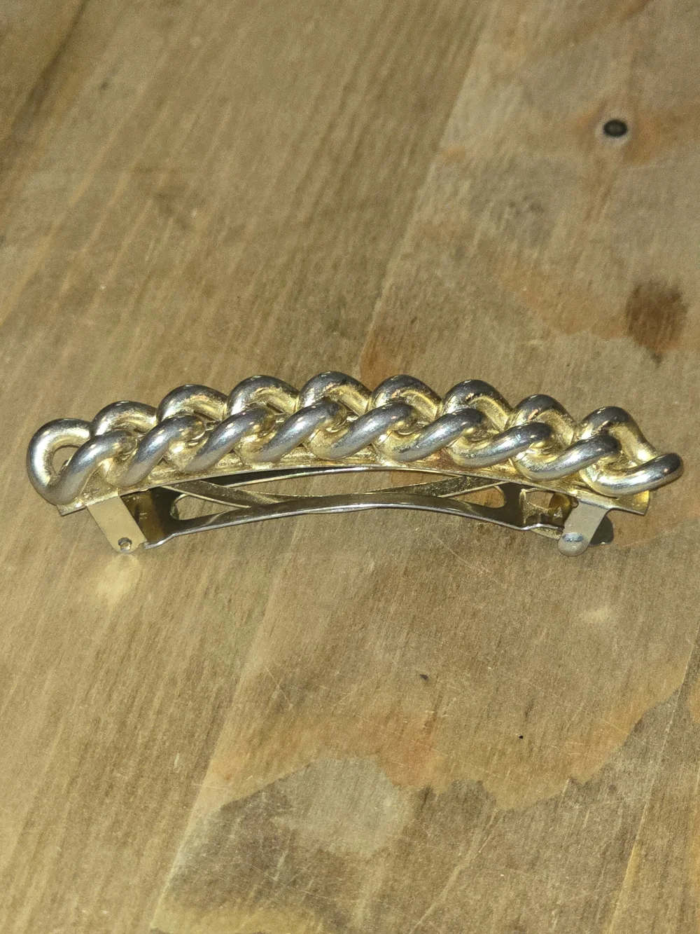 Vintage Kirk’s Folly Gold Tone Chunky Curb Chain Hair Barrette Made In France